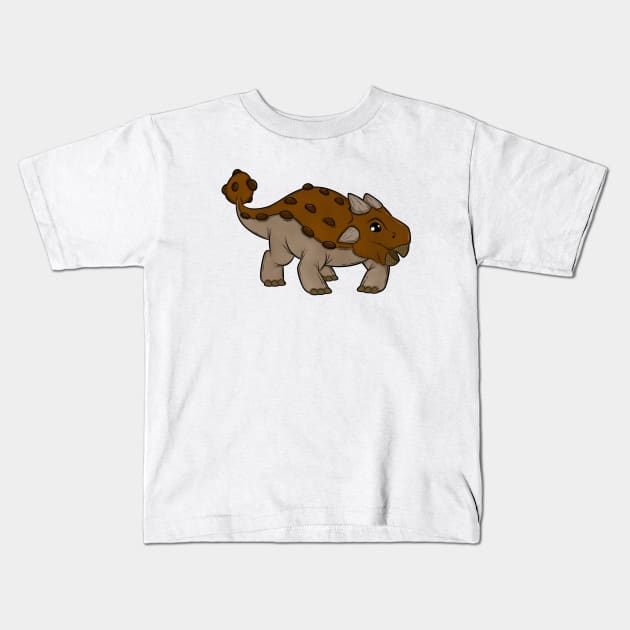 Kawaii Ankylosaurus Kids T-Shirt by Modern Medieval Design